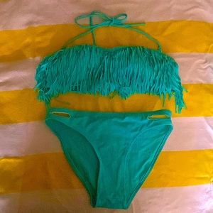 Blue Fringe Bikini